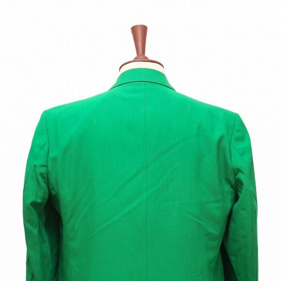 Mens Blazer Green Wool Black Velvet Formal Tuxedo Jacket Wedding Sport Coat 44R - Picture 7 of 8